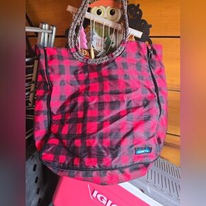 Kavu Red and Black Checkered Tote